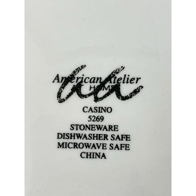 Ceramic Late 20th Century American Atelier Casino 5269 Porcelain 8" Salad or Snack Plates. Playing Cards - Set of 8 For Sale - Image 7 of 9