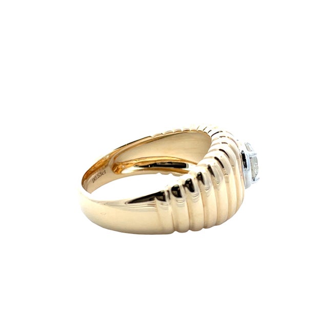 Early 21st Century 14k Two Tone Wide Diamond Band Ring, Size 6.75 For Sale - Image 5 of 7