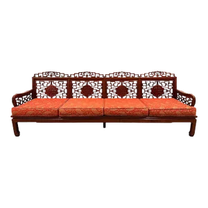 Mid 20th Century Chinese Carved Rosewood Long Bench, Sofa
