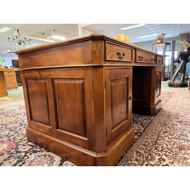 Metal English Chesterfield Desk in Teak For Sale - Image 7 of 18