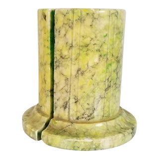 Italian Vintage Green Marble Column Bookends - a Pair For Sale