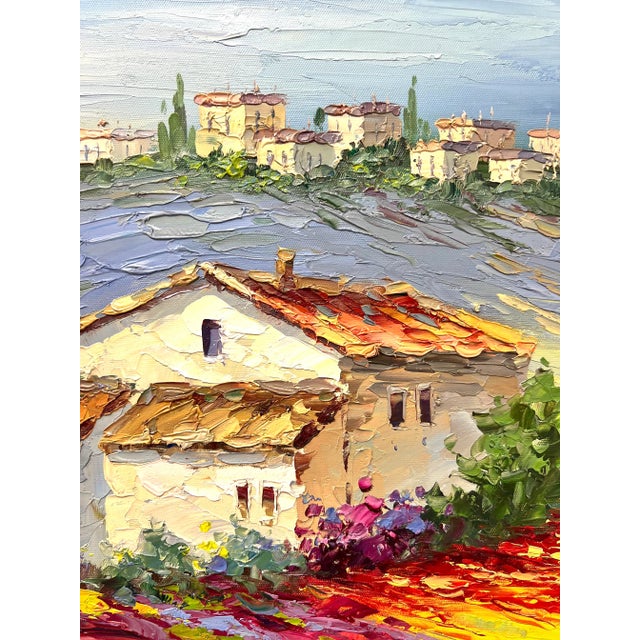 Impressionist 20th Century Original Oil Impasto on Canvas Painting - European Countryside - Unsigned For Sale - Image 3 of 12