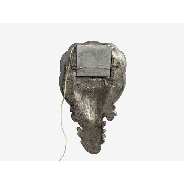 1970s Grosfeld House Attr., Large Shell Wall Sconces, Silver Leaf - a Pair For Sale - Image 12 of 14
