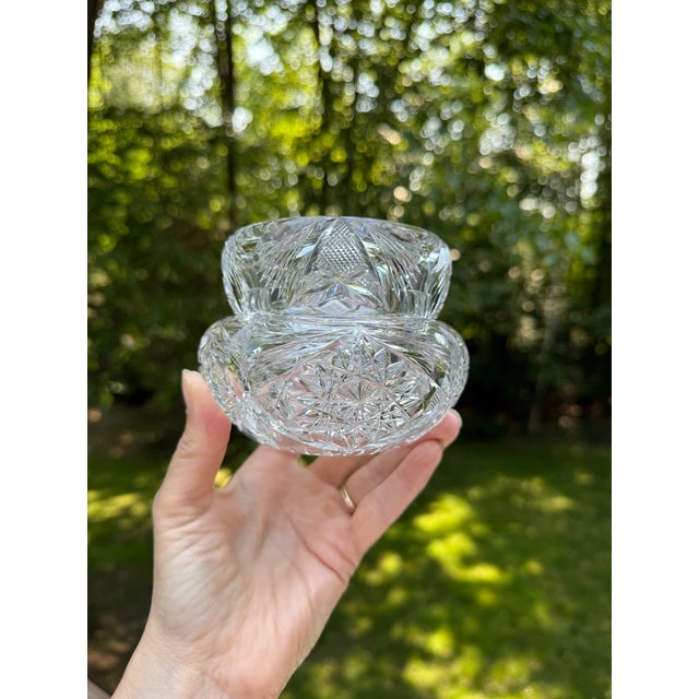 Antique Libbey Crystal Cut Glass Powder Jar American Brilliant Period For Sale - Image 10 of 10