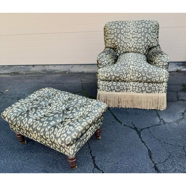 English George Smith Standard Arm Style Chair and Ottoman For Sale - Image 3 of 12