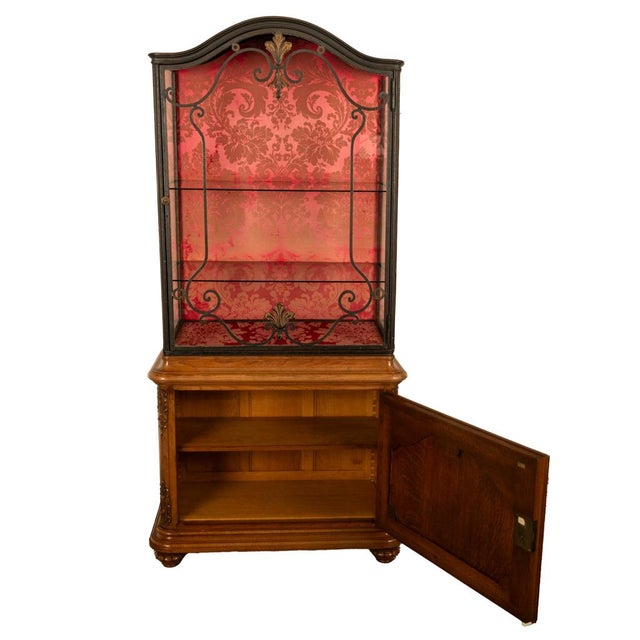 Antique French Louis Vvi Carved Oak Iron & Glass Vitrine by Maison Soubrier 1900 For Sale In Portland, OR - Image 6 of 18