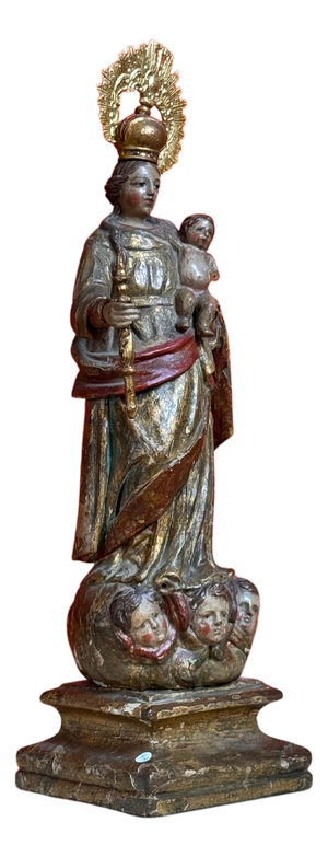 Our Lady of the Rosary with Child in Polychrome Wood