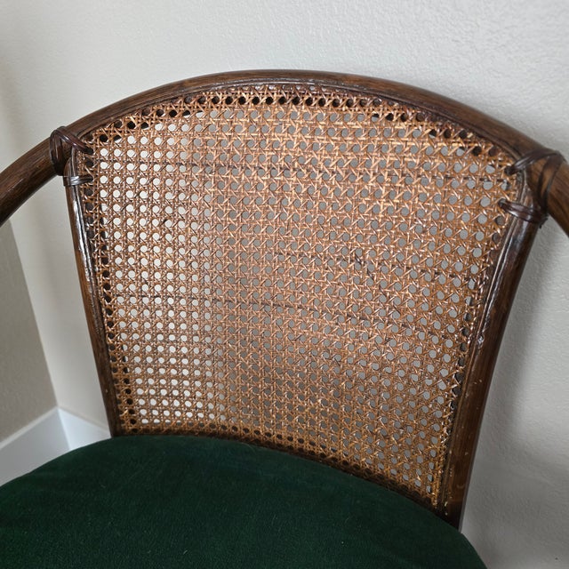 McGuire Vintage McGuire Style Faux Bamboo and Rattan Cane Chair For Sale - Image 4 of 7
