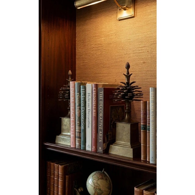 Metal A Pair of Maison Charles Style Vintage Brass Pinecone Garnitures For Sale - Image 7 of 12