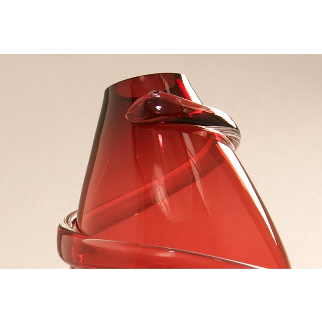 1990s Drop Big Spiral Vase in Red Glass, 1990s For Sale - Image 5 of 6