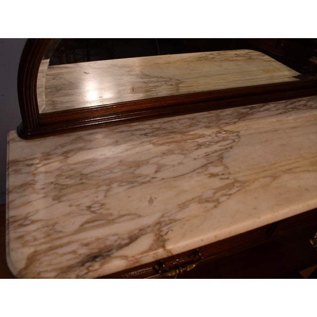 1910s Antique French Louis XV Walnut Marble Top Server Sideboard With Mirror For Sale - Image 17 of 18