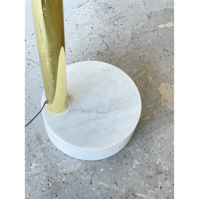 Mid-Century Modern Guzzini 3 Arm Arc Brass Floor Lamp with Marble Base ...