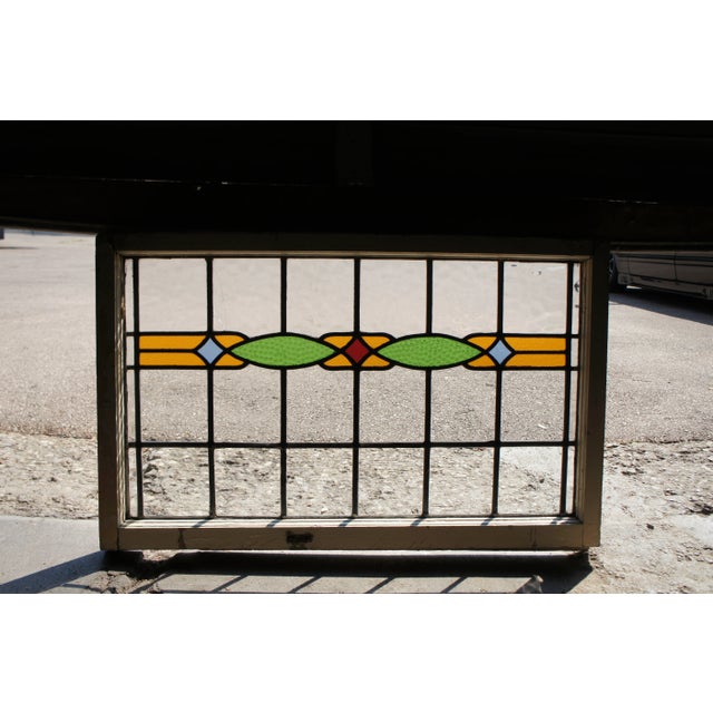 Antique Early 20th Century Arts & Crafts Leaded Stained Glass Window Panel For Sale - Image 6 of 12