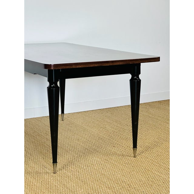 Art Deco French Modern Dining Table in Marquetry Macassar Ebony, 1950s For Sale - Image 14 of 17