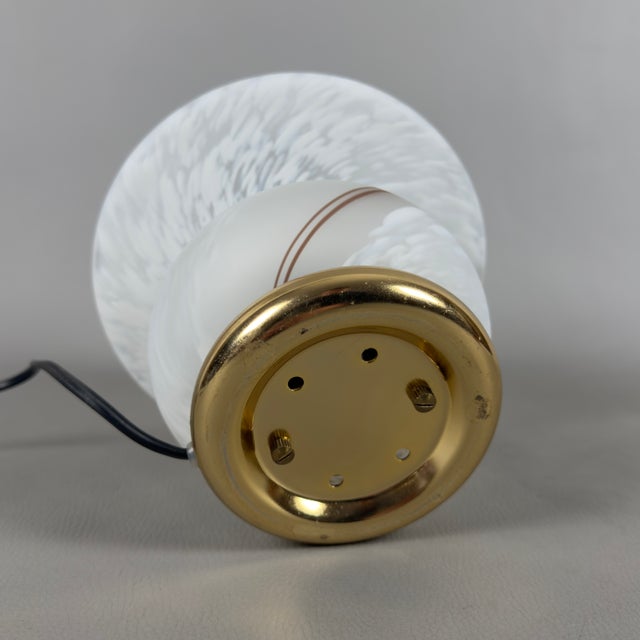 Mushroom Table Lamp in Opaline Murano Glass and Brass, 1970s For Sale - Image 6 of 13