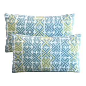 Set of 12x20 Anna French Indoor/Outdoor Blue+Green Stripe Lumbar Pillows