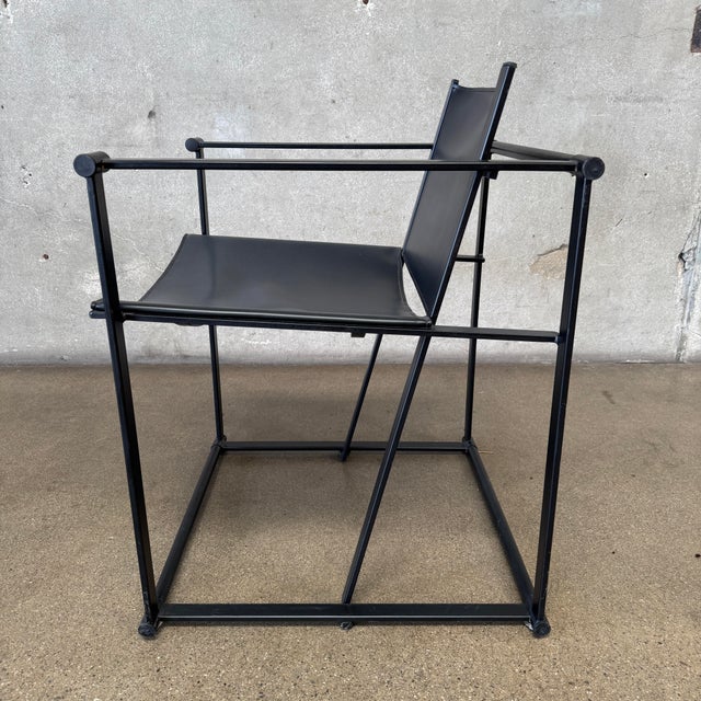 Post Modern Black Leather and Metal Armchair #5 by Radbound Van Beekum for Pastoe For Sale - Image 11 of 12