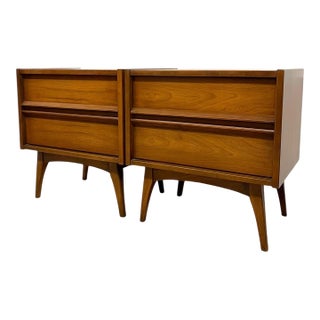 Vintage Mid-Century Modern Two-Drawer Nightstands - Matching Pair With Dovetailed Drawers, A Pair For Sale
