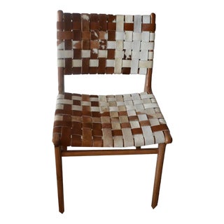 Andrianna Shamaris Premium Double-Backed Teak Wood Cowhide Chair For Sale