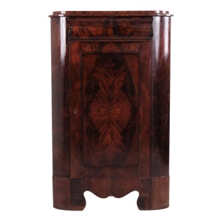 Antique Hand-Polished Mahogany Corner Cabinet, 1840s For Sale