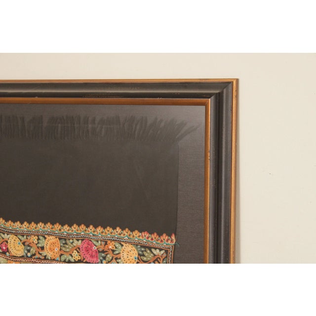 Kashmiri Style Hand Embroidered Crewel Framed Textile For Sale - Image 4 of 12