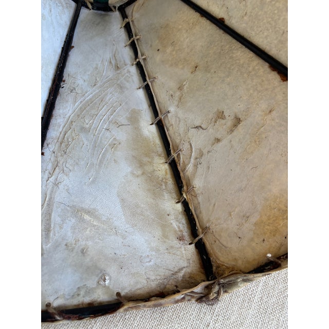 1970s Large Rawhide Octagonal Bell Lampshade With Iron Frame For Sale - Image 9 of 10