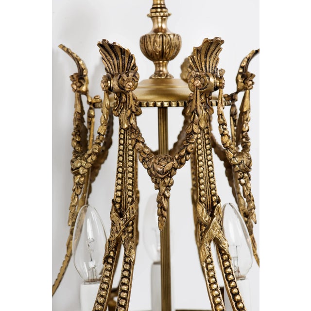1950s Spanish Brass 3 Light Chandelier For Sale - Image 10 of 10