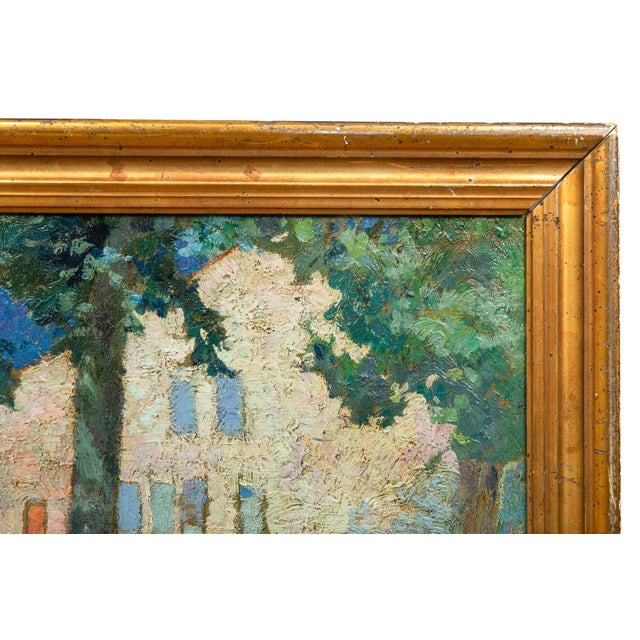 Post-Impressionist Fauvist School Painting, House on a Tree-Lined Street For Sale - Image 9 of 18