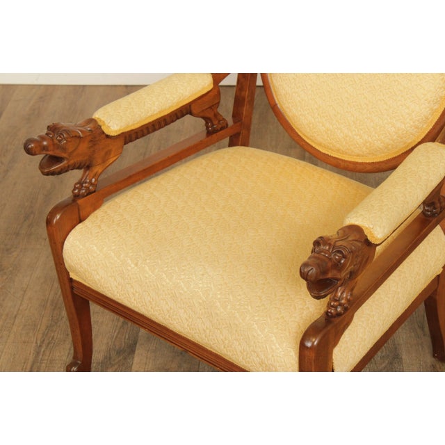 Late 19th Century Antique French Empire Style Carved Maple and Beech Fauteuil Armchair For Sale - Image 5 of 13
