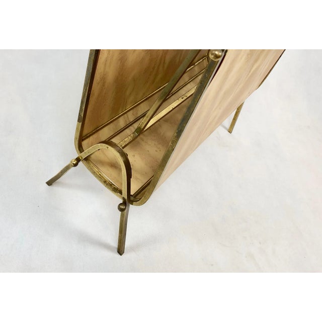 Vintage Brass & Vinyl Magazine Rack, 1970s For Sale - Image 6 of 12