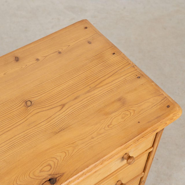 Early 20th Century Danish Pine Small Chest of Four Drawers Nightstand For Sale - Image 6 of 14