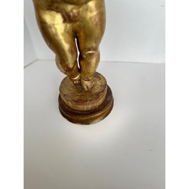 Gold Gold Putti Wood Statue For Sale - Image 8 of 9