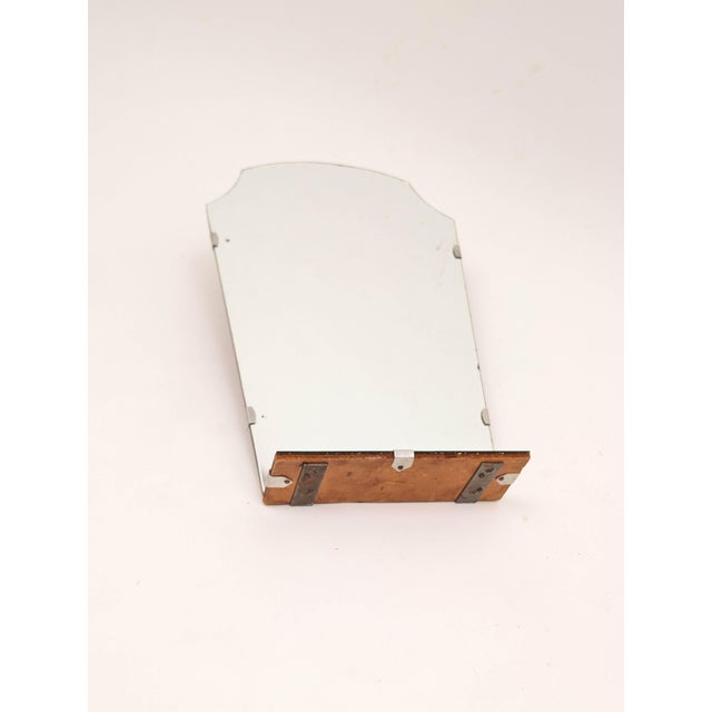 Mid-Century Modern 1950s Hanging Small Wall Mirror With Mirror Shelf For Sale - Image 3 of 9