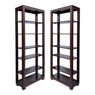 Midcentury Henredon Chinese Chippendale Style Carved Mahogany Etageres or Shelves, Pair For Sale