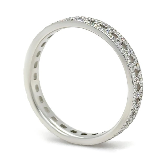Metal Tiffany & Co. 18ct White Gold T True Narrow Pavé Diamond Ring 0.23ct 3.73g For Sale - Image 7 of 9