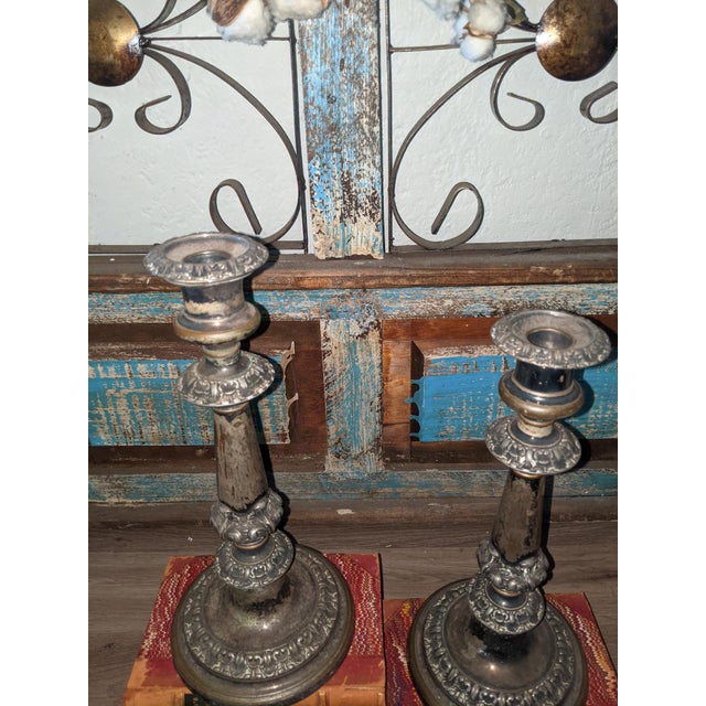 Pair of Antique Victorian Rococo Revival Silverplate Candlesticks, 12 Inches Tall For Sale - Image 15 of 18