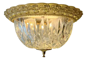 Brass and Cut Glass Flush Mount, 1960s