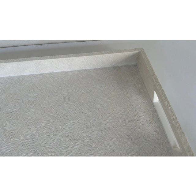 Made Goods Made Goods Modern White Faux Silk Large Mundrick Tray For Sale - Image 4 of 5