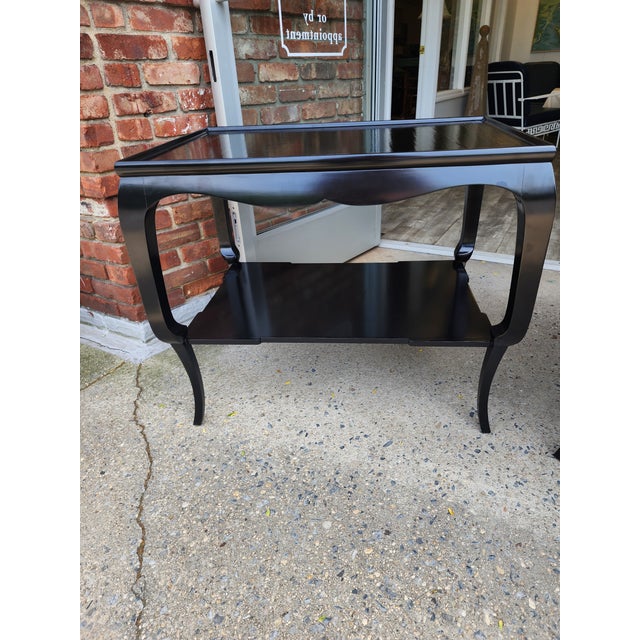 Late 20th Century Pair of Rose Tarlow Style Black Lacquer Chinoiserie Side Tables For Sale - Image 14 of 18