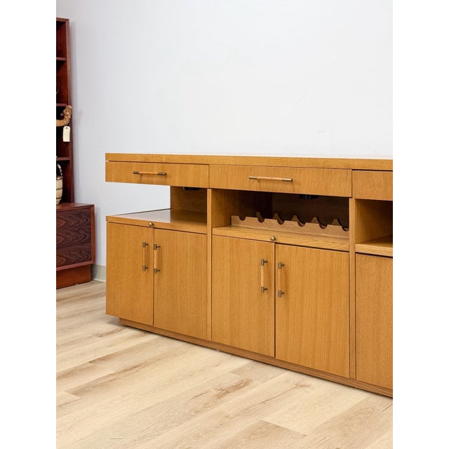 Mid-Century Modern Stanley Buffet Credenza With Wine Rack and Lighted Bar MCM Entertainment Console For Sale - Image 3 of 17
