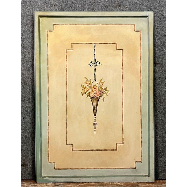 Superb and rare double-sided architectural wood panel, circa 1880-1900. Decorated on both sides with a painting depicting...