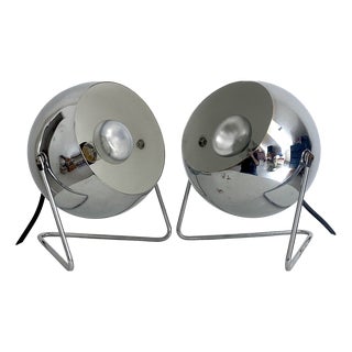 Vintage Chrome Eyeball Lamps, 1980s, Set of 2 For Sale