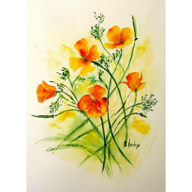 Contemporary Yellow Daffodils, Original Watercolor, Signed For Sale - Image 3 of 9