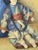 Blue A French Oil on Canvas Japanese Style Painting of a Doll For Sale - Image 8 of 9