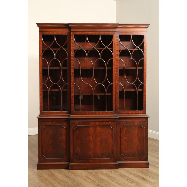 Charak Georgian Style Mahogany Hand Crafted Breakfront For Sale - Image 11 of 14