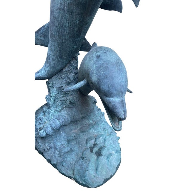 Monumental American Bronze Four-Dolphin Fountain Sculpture. Late 20th Century. For Sale In Los Angeles - Image 6 of 12