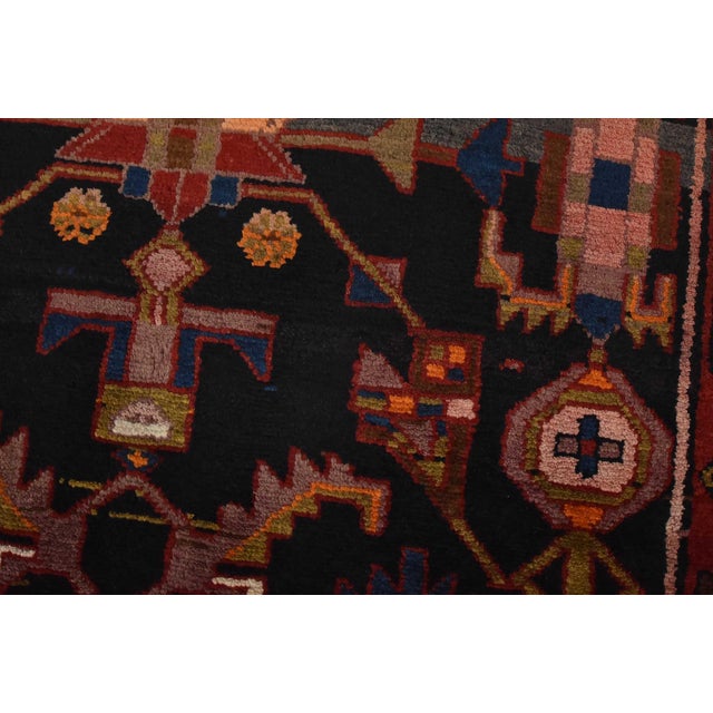 Zanjan Rug 3’11” X 5’8” Blue Wool Vintage Tribal Hand-Knotted Oriental Carpet For Sale - Image 4 of 13