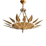 1950s Gilt Metal Sunburst Ceiling Fixture For Sale