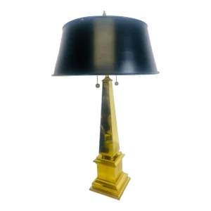 Mid Century Vintage Solid Brass Obelisk Lamp in the Manner of Chapman