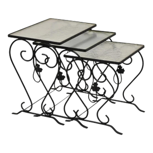 Vintage Salterini Wrought Iron Maple Leaf Garden Nesting Side Tables - Set of 3